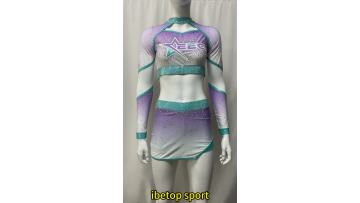 purple and white cheer uniform