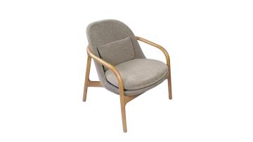 Ash Wood Fabric Cushion Living Room Armrest Lounge Chair