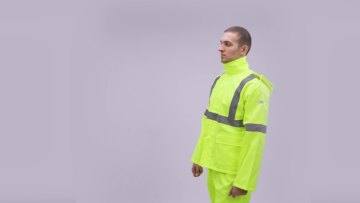 Wholesale customized men's reflective safety high visibility waterproof work jacket hi vis rain coat1