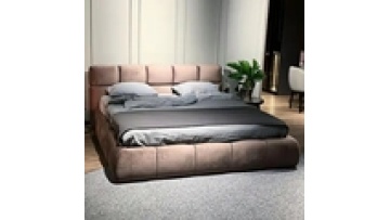 Brown velvet tech fabric tufted design modern bedroom furniture set master room super king size bed frames sale1