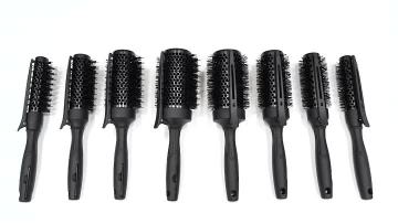 Black hair clip with  black nylon bristles &nylon mix boar bristles round brush