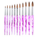 CHNRMJL NO.8/10 Pure 100% Kolinsky Sable Acrylic Nail Brush UV Gel Carving Liquid Powder Crystal Pen DIY Nails Art Manicure Tool