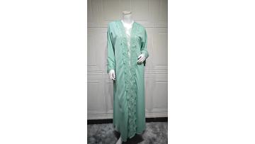 Fashion Lace Abaya Solid Color Cardigan Robe MQ214