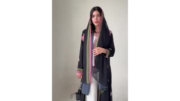 Floral Print Open Abaya with Matching Hijab