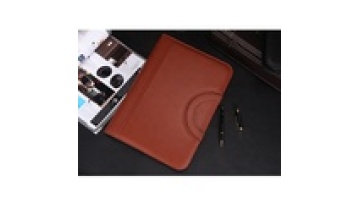 Custom Logo Leather Business Organizer Folder with Calculator and Zipper1
