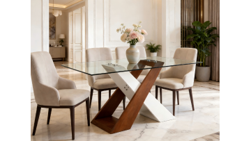 TL-16F06 glass top dining table