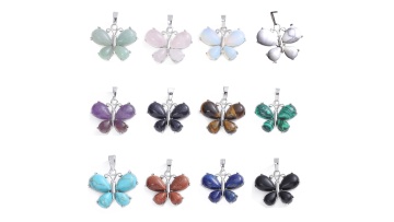 Silver Butterfly Stone Pendant