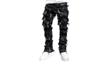 Custom Men High Street Distressed Flared Denim Pants Fashion Biker Washed Stacked Ripped Jeans for Men1