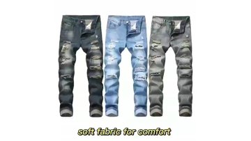 Custom made cargo work wear man pants embroider or printing blue jeans cheap jeans by OEM factory1