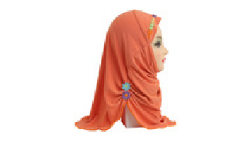 2 to 6 Years Old Little Girl Handmade Flower Hat Malay Scarf Headscarf Stock Wholesale1