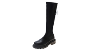 Women's Black Lace-up Knee-high Boots - Leather Winter Fashion Boots for Women1