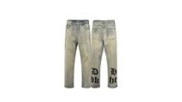 custom fit pants high quality vintage faded effect black baggy wide leg jeans for men1