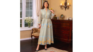 Latest Design Abaya Women's Muslim Dress Grid Bronzed Islamic Chic Evening Dress Fashion Dubai Abaya1