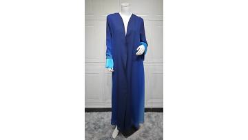 Gradient Satin Open Abaya with Headscarf Two-Tone Splicing Design (1)