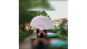 FK 80*45cm Feather Turkey Feather Marabou Large White Hand Fan For Weddings Decoration1
