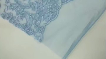 2024 Hot Style Light Blue Mesh Embroidery Fabric Dinner Dress Textile Fabric1