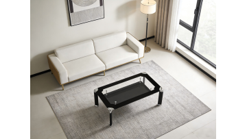 TL-16CT11B Modern Black-Edged Glass Coffee Table with Hidden Storage for Contemporary Living Rooms