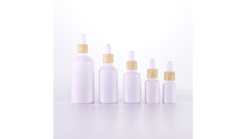 Opal white glass bottle with bamboo dropper5