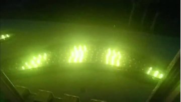 Crescent shaped musical fountain
