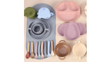 Customizable Eco-friendly Non-toxic Safe BPA Free Kids Silicone Bowl Plate Silicone Baby Feeding Set With Spoon1