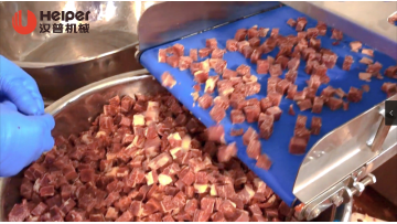 Industrial Dicing Machine. Frozen Meat Dicer.
