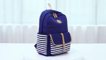 Amazon hot sale foldable usb charging unisex school bag navel blue vintage cotton canvas backpack bag set1