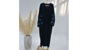 Latest Custom Abaya Muslim Dress Simple Design Elegant Dress Delicate Butterfly Embroidery Cardigan Open Abaya Designs1