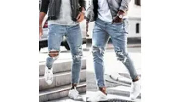 Wholesale Custom Washed Retro Denim Men Casual Plus Size Straight Unisex Leg Zippers Trousers Jeans Pants1