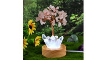Wholesale Natural Gemstone Rose Quartz Crystal Tree USB  Lamp Base Crystal Lamp1
