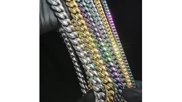 Wholesale Gold Plated Stainless Steel Miami Cuban Link Chain Iced Out 6mm-14mm Hip Hop Necklace Jewelry1