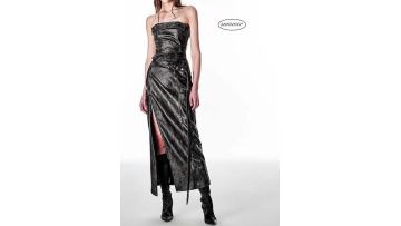 Strapless bandeau split maxi dress