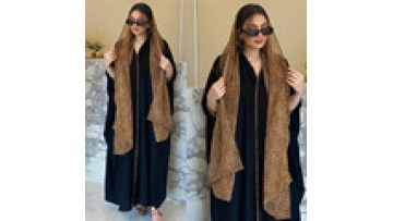 Khimar Hijab Women Clothing Muslim Black Chiffon Open Kimono Casual Leopard Contrast Color Abayas Moroccan African Robe1