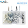 100pcs Metal & Nylon Self-Drilling drywall / zinc alloy plasterboard Anchor with tapping screw kit
