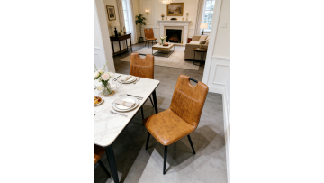 BR-24A23 Modern PU Dining Chair with Durable Black Metal Frame