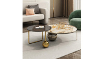 Nordic light luxury rock board coffee table size round combination tea table extremely modern household side table furniture1