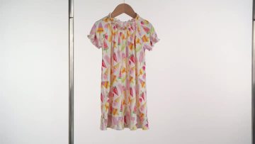 Customized printed wholesale short sleeved puff dress