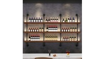 Custom iron work wholesale European Style Wall Mounted  bar supermarket Display Storage Cabinet wine rack1
