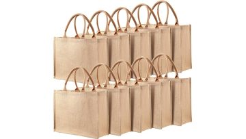 Recycled Natural Reusable Beach Jute Burlap Tote b