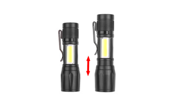 USB Rechargeable Have Built in battery Portable mini COB LED ZOOM Flashlight Outdoor hunting Torch1