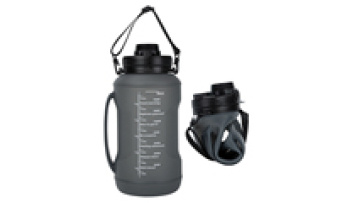 Wholesale BPA Free 2L Sport Gym Travel Collapsible Drinking Foldable Silicone Water Bottle With Straw And Time Marker1