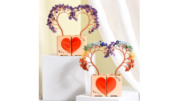 SP1708C- Couple Heart Base Raw Stone Tree