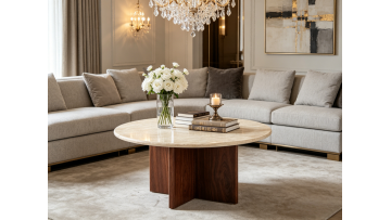BR-CT-6106 Elegant Marble Coffee Table – Compact Design for Modern Living Spaces