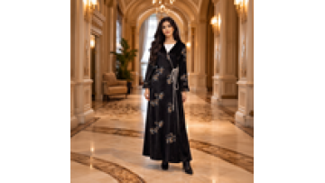 Embroidered Open Muslim Robe Elegant Evening Party Dress Long Sleeve Modest Vintage Abaya for Women1