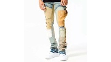Customized Men's Fashion Wholesale Slim Fit Splicing Denim Vintage Style Straight Ripped Distressed Jeans1