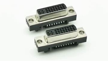 DVI Connector Right Angle DIP Female Black With Selective Gold Plating and Riveting Including Screws  29P
