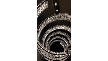 Double spiral crystal pendant light