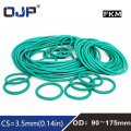 Rubber Ring Green FKM O ring Seal CS 3.5mm OD90/92/95/97/100/105/110/120/130/175mm Rubber ORings seal Oil Ring Gasket Washer