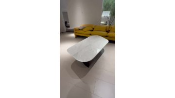 Black Marquina Natural Marble Top Roasted Black Sand Painting Metal Feet Contemporary Modern Set Coffee Table Side Table1