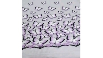 Dress fabric poly mesh with sequins embroidery fabric butterfly border design1