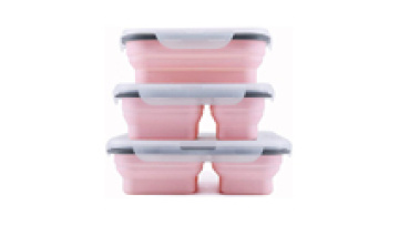 Custom Bpa Free food grade silicone Leakproof Food Storage Containers Foldable Bento Lunch Box Set with fork1
